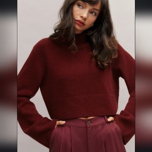 Reformation Garrett Cashmere Cropped Turtleneck in Chianti